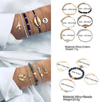 Boho Geometric Bracelet & Bangle Sets For Women Vintage Star Map Hand Heart charm Beads Chains Fashion Jewelry Accessories