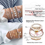 Boho Geometric Bracelet & Bangle Sets For Women Vintage Star Map Hand Heart charm Beads Chains Fashion Jewelry Accessories