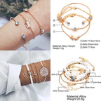 Boho Geometric Bracelet & Bangle Sets For Women Vintage Star Map Hand Heart charm Beads Chains Fashion Jewelry Accessories