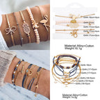 Boho Geometric Bracelet & Bangle Sets For Women Vintage Star Map Hand Heart charm Beads Chains Fashion Jewelry Accessories