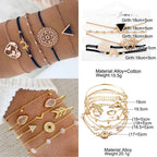 Boho Geometric Bracelet & Bangle Sets For Women Vintage Star Map Hand Heart charm Beads Chains Fashion Jewelry Accessories
