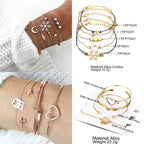 Boho Geometric Bracelet & Bangle Sets For Women Vintage Star Map Hand Heart charm Beads Chains Fashion Jewelry Accessories
