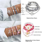 Boho Geometric Bracelet & Bangle Sets For Women Vintage Star Map Hand Heart charm Beads Chains Fashion Jewelry Accessories