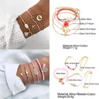 Boho Geometric Bracelet & Bangle Sets For Women Vintage Star Map Hand Heart charm Beads Chains Fashion Jewelry Accessories