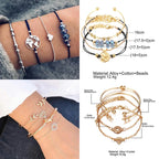 Boho Geometric Bracelet & Bangle Sets For Women Vintage Star Map Hand Heart charm Beads Chains Fashion Jewelry Accessories