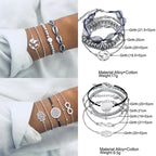 Boho Geometric Bracelet & Bangle Sets For Women Vintage Star Map Hand Heart charm Beads Chains Fashion Jewelry Accessories