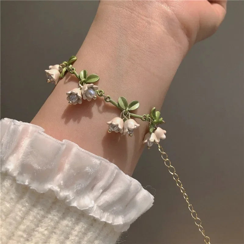 New Design Lily of The Valley Pearl Green Earrings