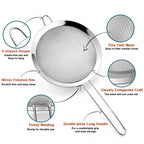 Stainless Steel Sieve Mesh Filter Slotted Spoon Kitchen Essential 3 Pack Fine Food Strainer with Long Handle for Cooking