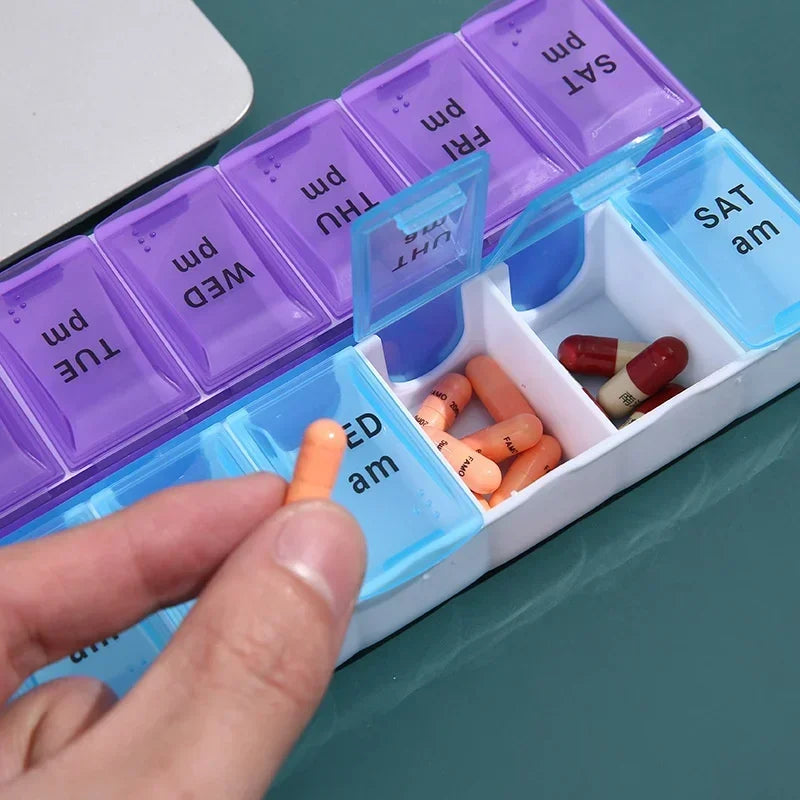 14 Grids 7 Days Weekly Pill Case Medicine Tablet Dispenser Organizer Pill Box Splitters Pill Storage  Storage