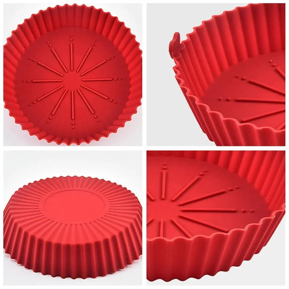 Air Fryer Silicone Liners Pot, Airfryer Basket, Replacement of Flammable Parchment Paper, Reusable Baking Tray Oven Accessories
