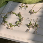 New Design Lily of The Valley Pearl Green Earrings