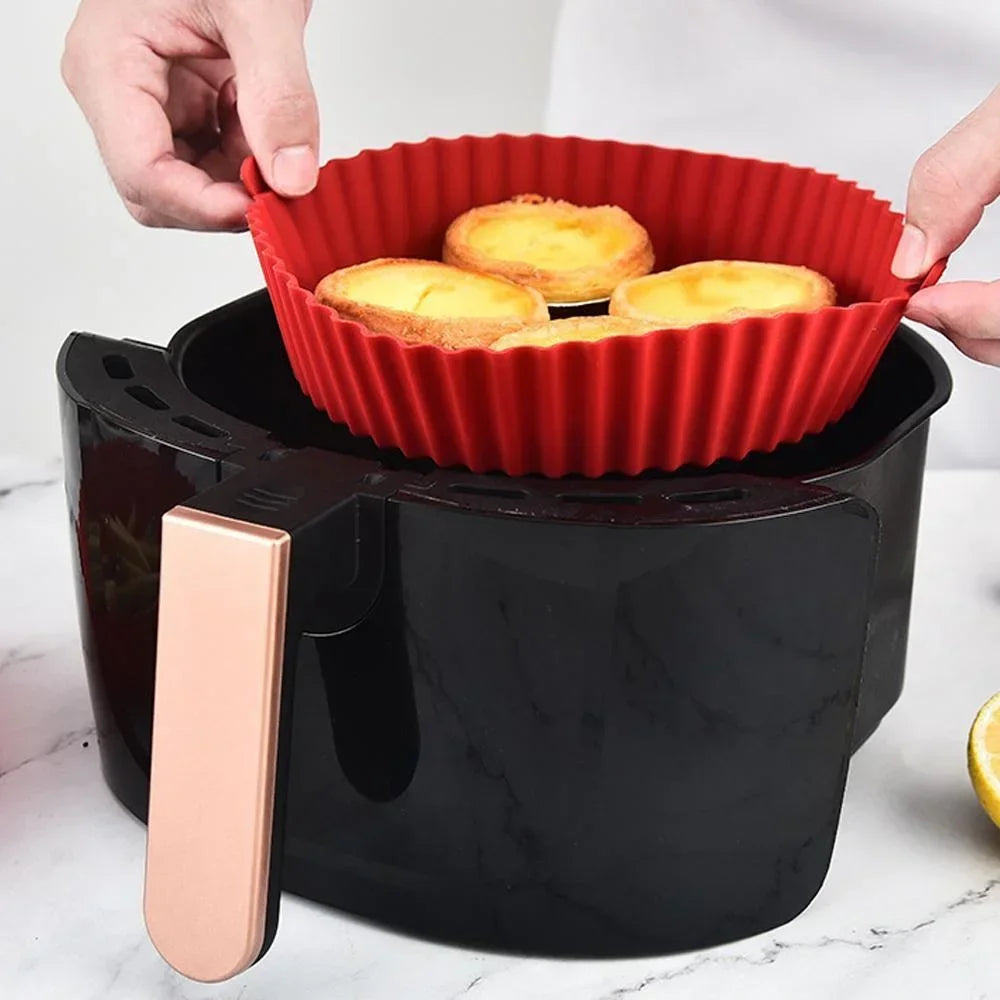 Air Fryer Silicone Liners Pot, Airfryer Basket, Replacement of Flammable Parchment Paper, Reusable Baking Tray Oven Accessories