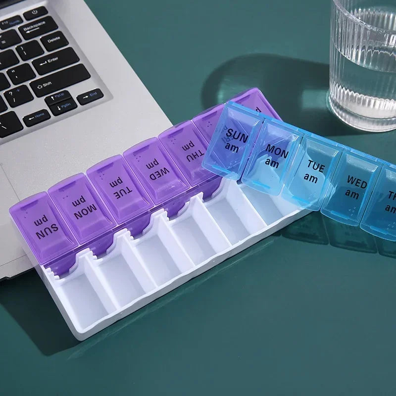 14 Grids 7 Days Weekly Pill Case Medicine Tablet Dispenser Organizer Pill Box Splitters Pill Storage  Storage