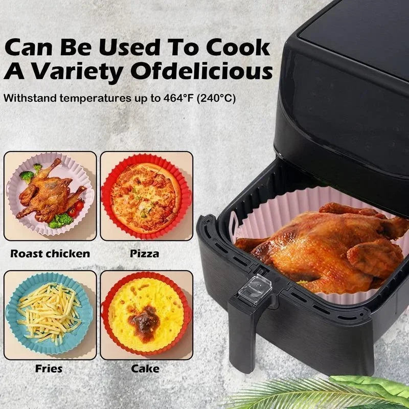 Air Fryer Silicone Liners Pot, Airfryer Basket, Replacement of Flammable Parchment Paper, Reusable Baking Tray Oven Accessories