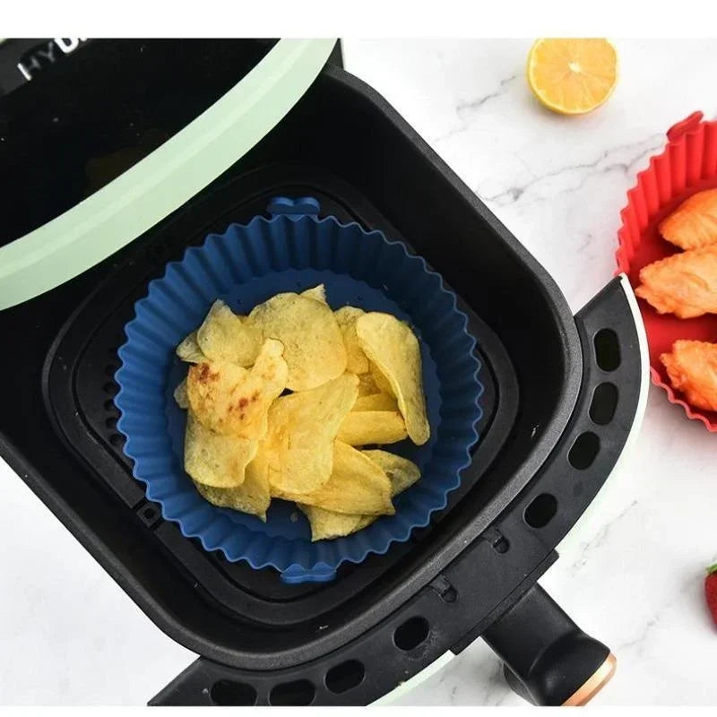 Air Fryer Silicone Liners Pot, Airfryer Basket, Replacement of Flammable Parchment Paper, Reusable Baking Tray Oven Accessories