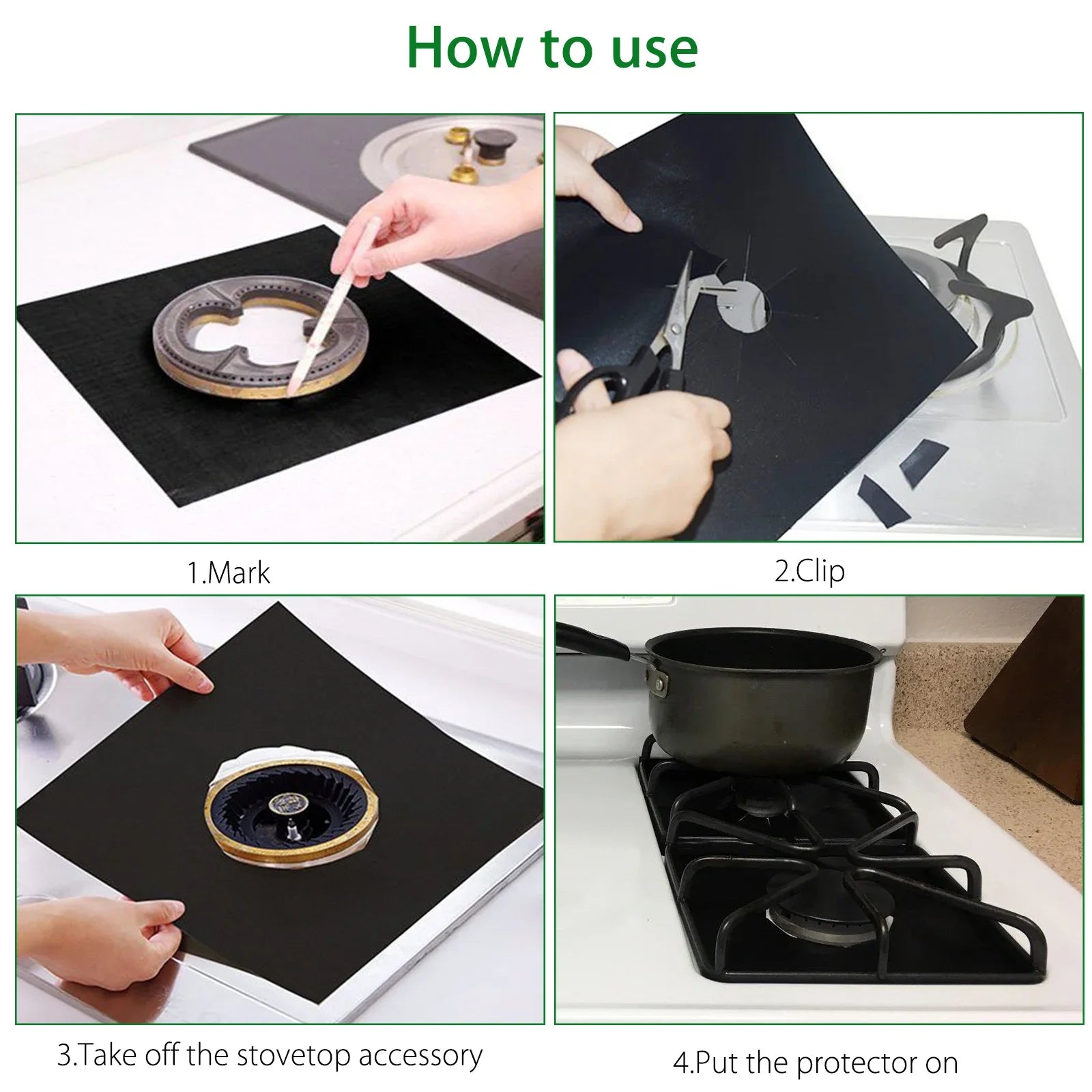 1/4PCS Gas Stove Protector Stovetop Burner Covers Kitchen Accessories Washable Mat  Cover for stove