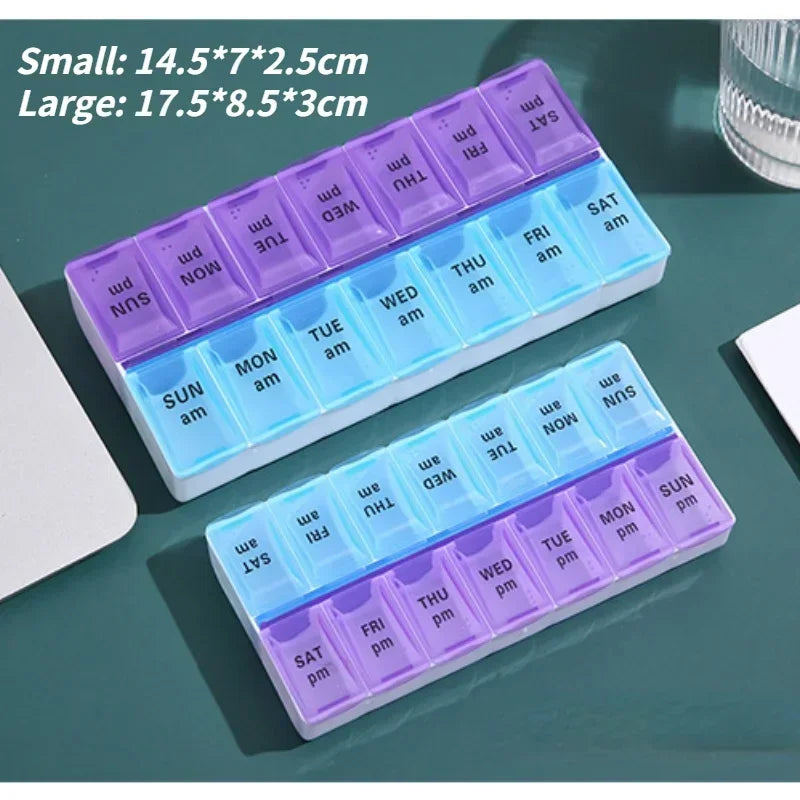 14 Grids 7 Days Weekly Pill Case Medicine Tablet Dispenser Organizer Pill Box Splitters Pill Storage  Storage