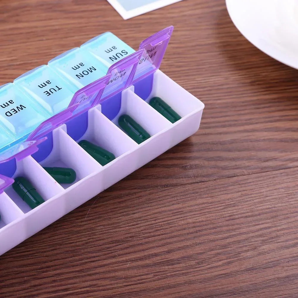 14 Grids 7 Days Weekly Pill Case Medicine Tablet Dispenser Organizer Pill Box Splitters Pill Storage  Storage
