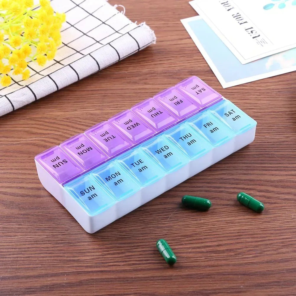14 Grids 7 Days Weekly Pill Case Medicine Tablet Dispenser Organizer Pill Box Splitters Pill Storage  Storage