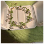 New Design Lily of The Valley Pearl Green Earrings