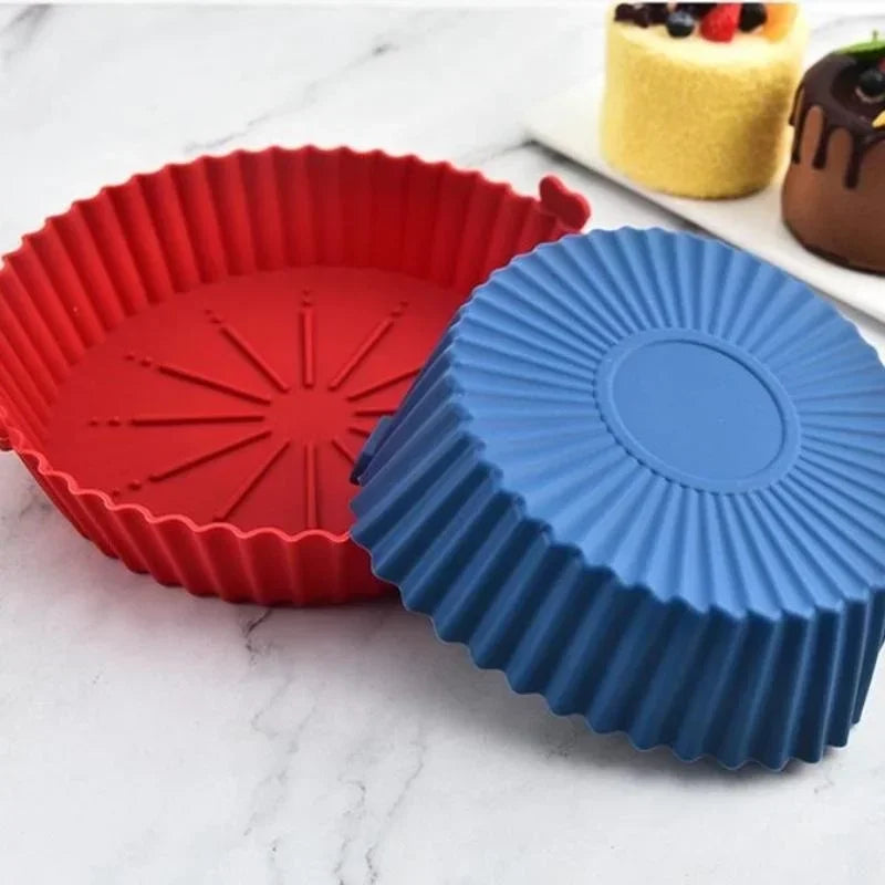 Air Fryer Silicone Liners Pot, Airfryer Basket, Replacement of Flammable Parchment Paper, Reusable Baking Tray Oven Accessories